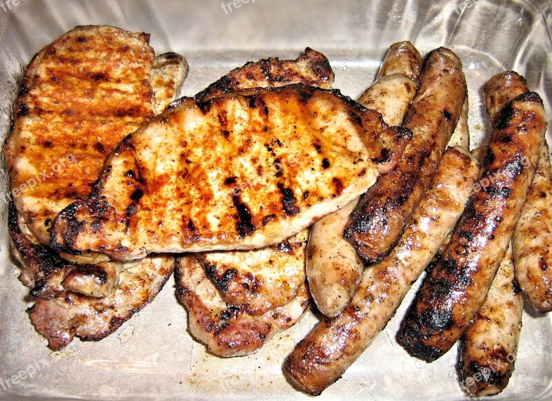 Bbq Pork Chops Sausage Spices Food