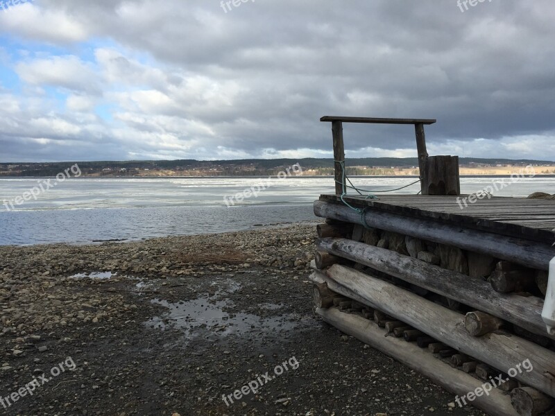 östersund Bridge Lake Low Tide Ice