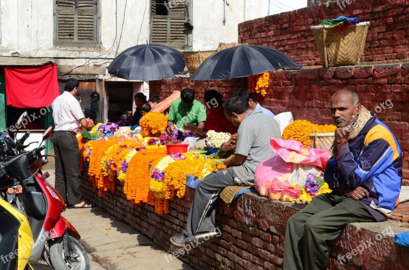 People Sacrifices Kathmandu Flowers Nepal