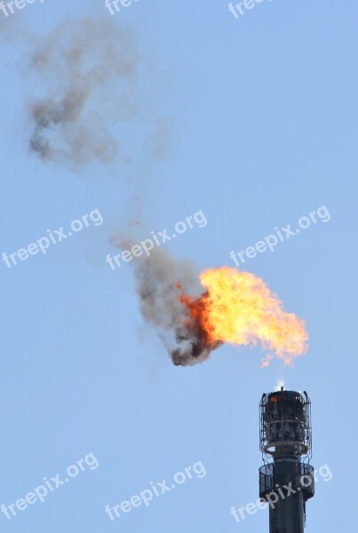 Petrochemistry Industry Flame Pollution Free Photos