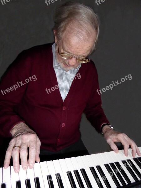 Piano Player Old Man Hands E-piano Musical Instrument Piano Keys