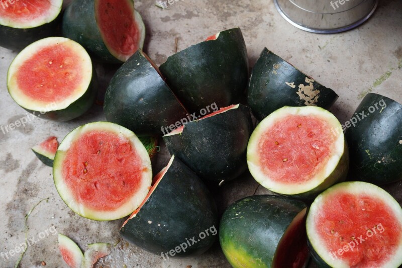 Watermelon Ripe Juicy Ready To Serve Free Photos