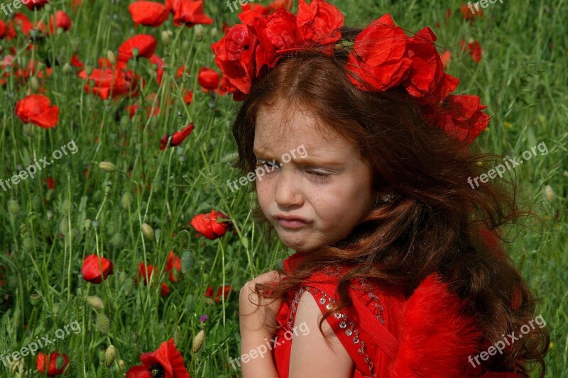 Girl Poppies Red Red Hair Camp