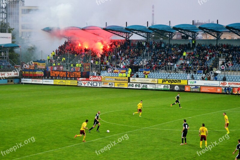 Football Match Sparta Dynamo Fireworks