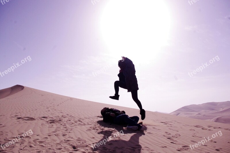 Tourism Jumping Desert Happy Dunhuang