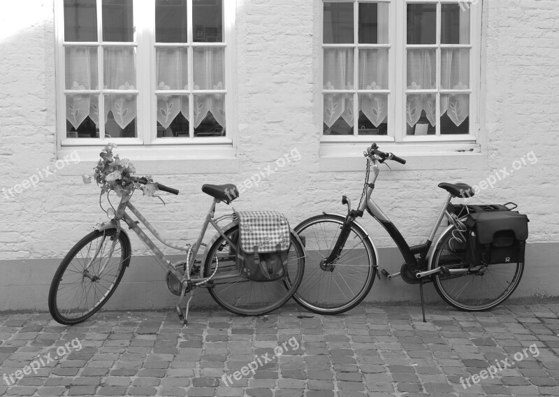 Bicycles Bruges Facade Walk Corner