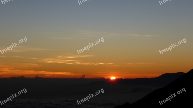 Sunrise Horizon Indonesia Landscape Sunset