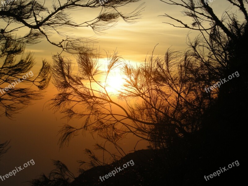 Sunrise Nature Shadows Silhouette Towards Mount Arjuna