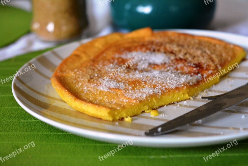 Omelette Breakfast Sugar Eating Sweet Dish