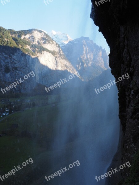 Staubbachfall Waterfall Free-fall Lauterbrunnen Steep