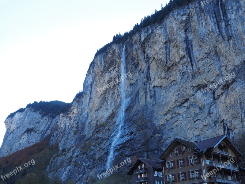 Staubbachfall Waterfall Free-fall Lauterbrunnen Steep