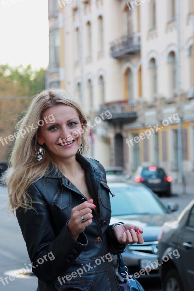 Blonde Girl Street Stroll Portrait