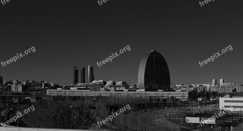 Madrid Skyline Panoramic Architecture Skyscraper