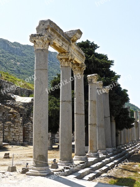 Columns Ruins Historic Classical Turkey