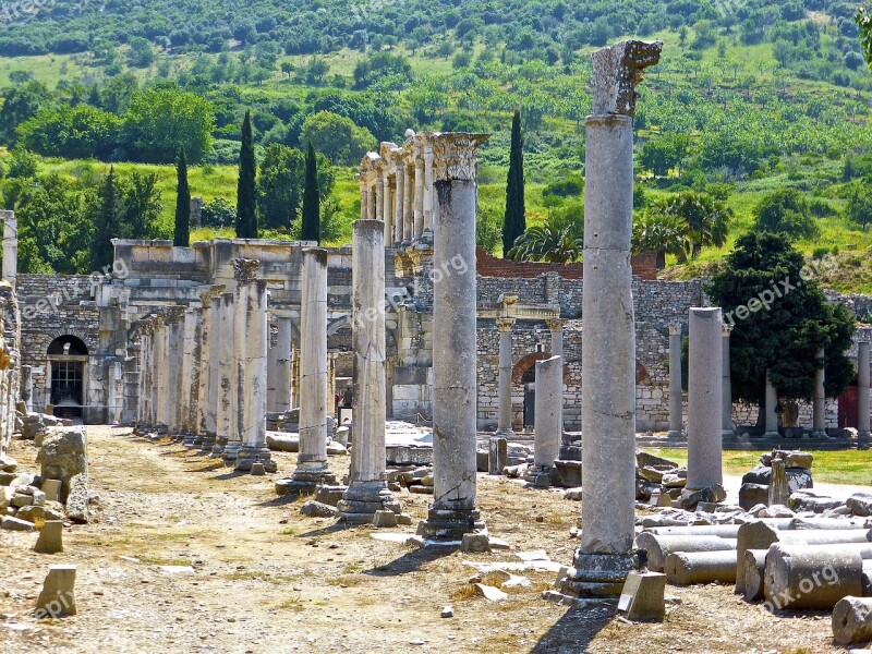 Columns Ruins Historic Classical Turkey