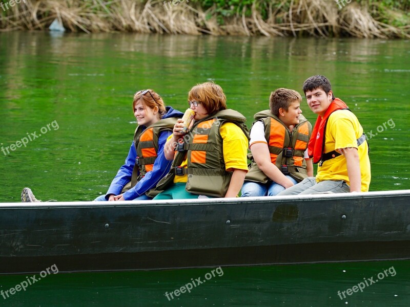 River Boat Boat Trip Young People Joy