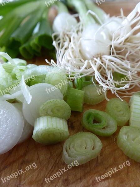 Spring Onions Vegetables Tuber White Green