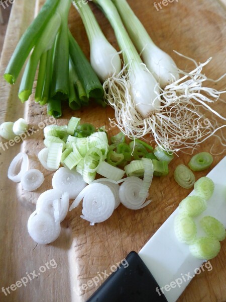 Spring Onions Vegetables Tuber White Green