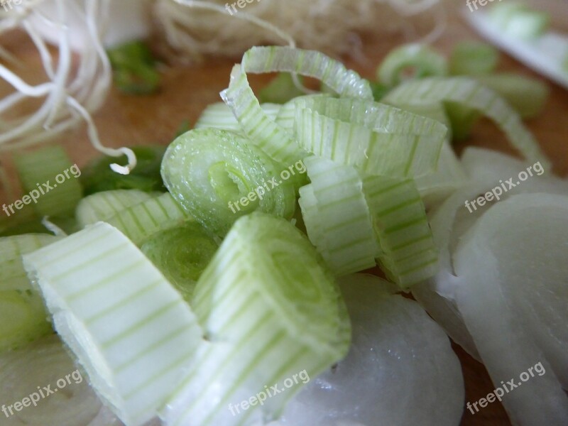 Spring Onions Vegetables Tuber White Green