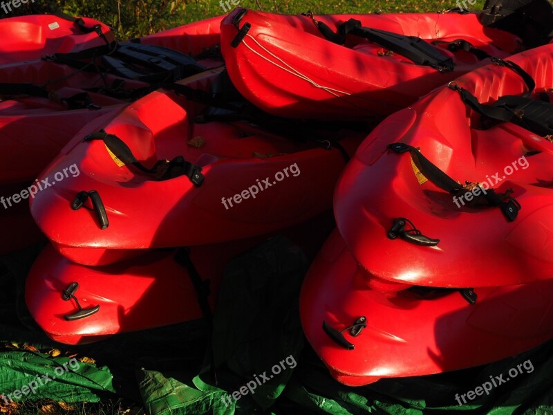 Canoes Boats Red Canoeing Boat