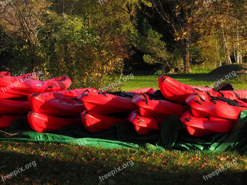 Canoes Boats Red Canoeing Boat