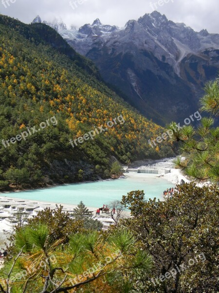 In Yunnan Province Blue Moon Bay China The Jade Dragon Snow Mountain Free Photos