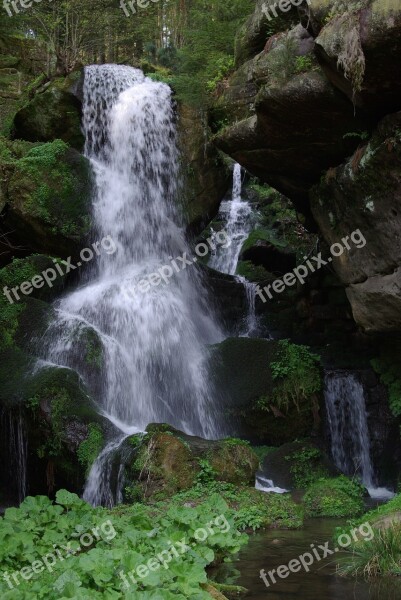 Waterfall Water Natural Mystery Sachische Switzerland