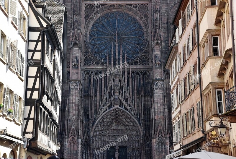 Cathedral Strasbourg Alsace Facade Gothic