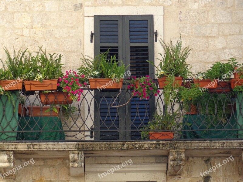 Balcony Window Box Terrace Stone House Free Photos