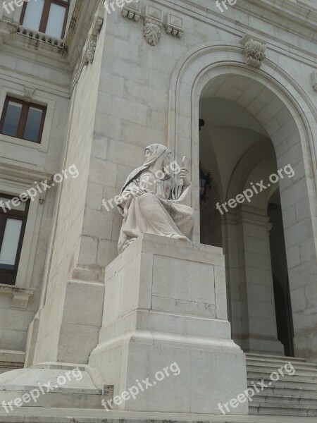 Lisbon Justice Palace Statue Woman Bifronte