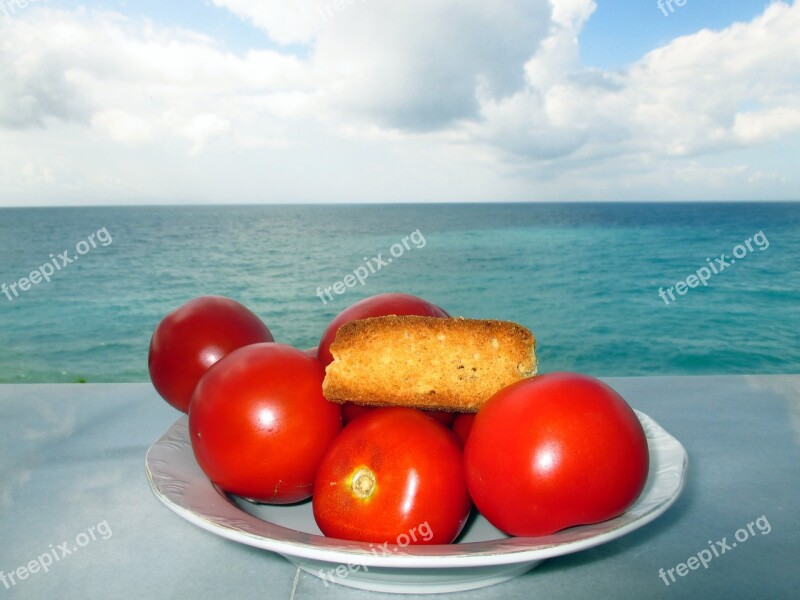 Tomatoes White Bread Sea Free Photos