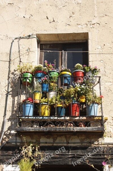 Pots Colors Balcony Flowers Free Photos