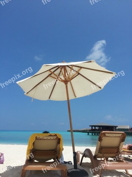 Beach Maldives Parasol Break Free Photos