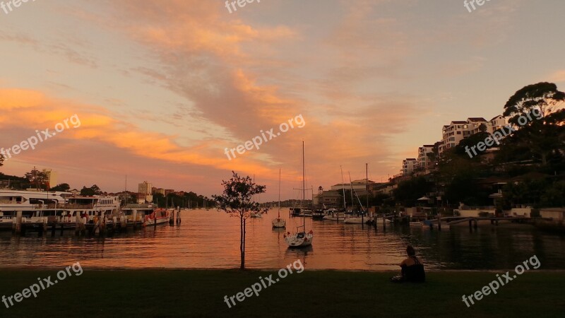 Sydney Australia Sunset Wharf Park