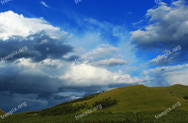 Travel Blue Sky White Cloud Prairie Rain