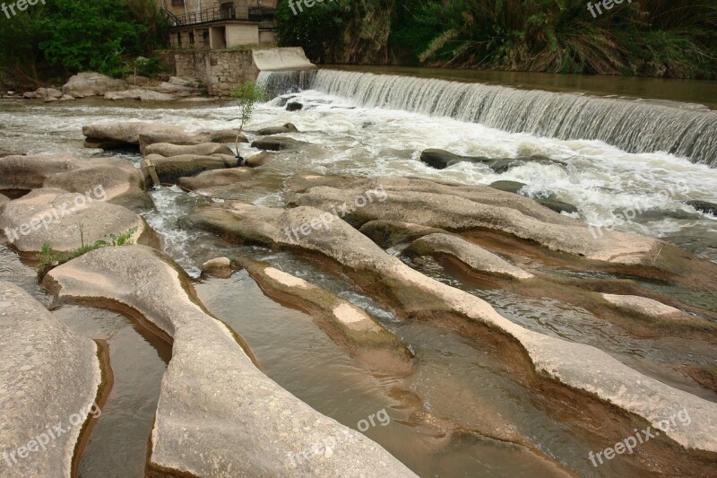 River Dam Stones Water Waterfall