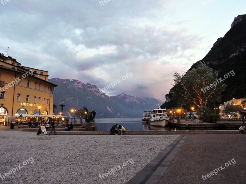 Riva Del Garda Lake Piazza Sky Clouds