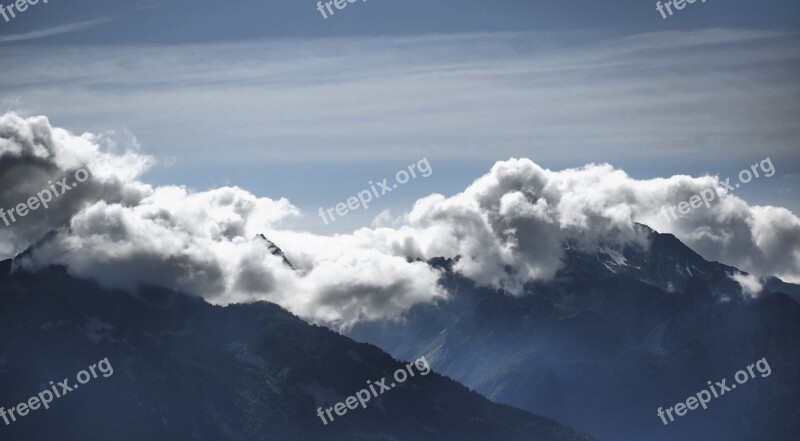 Clouds Mountains Sky High Mountain Landscape