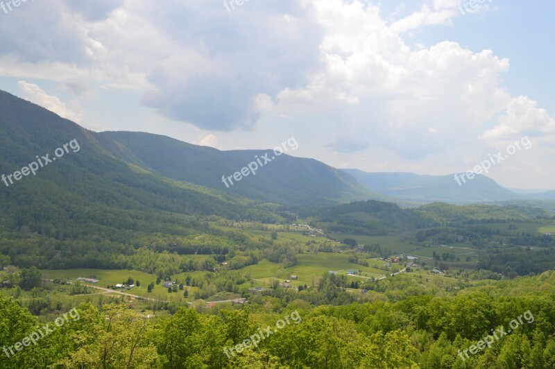 Mountains Virginia Green Fields Landscape Nature