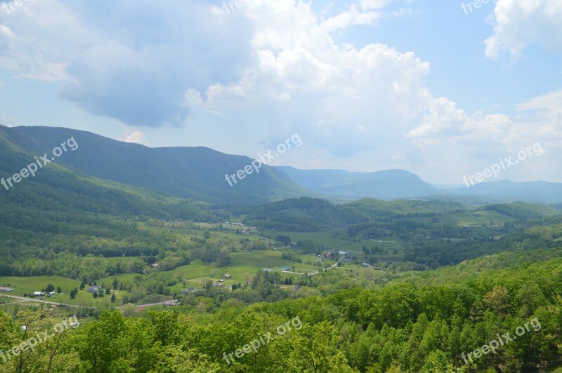 Mountains Virginia Green Fields Landscape Nature