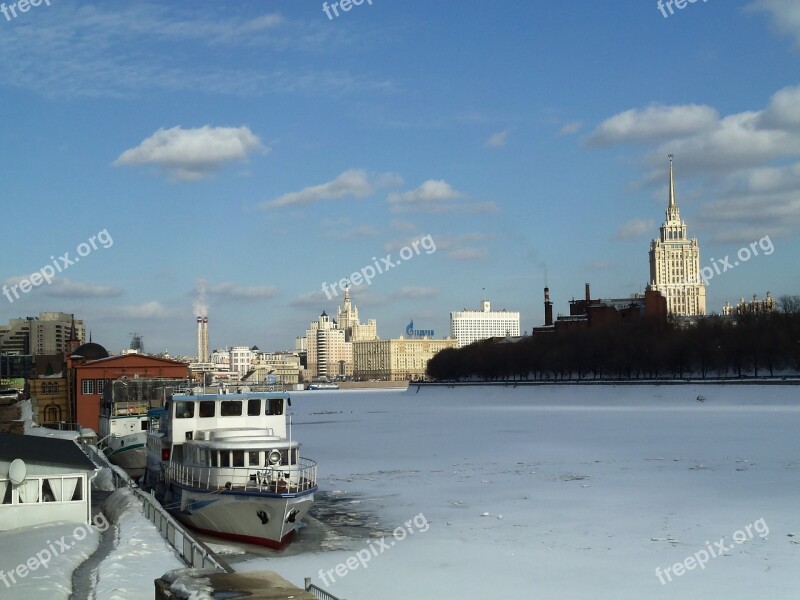 Russia Frozen River Ice Boat Cold