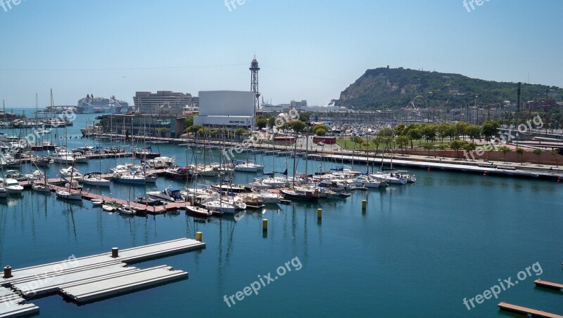 Barcelona Port Mediterranean Catalunya Boats