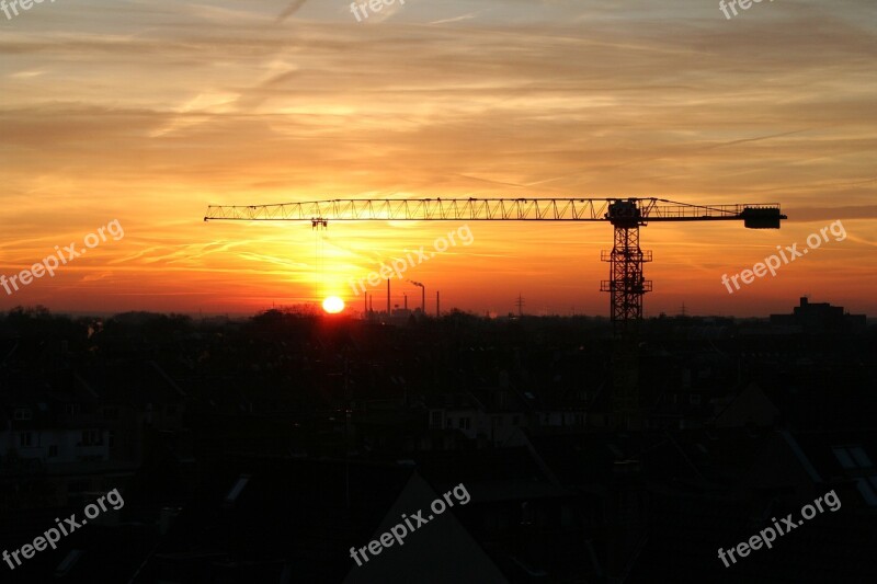 Ruhr Area Sunrise Industrial Plant Duisburg Germany