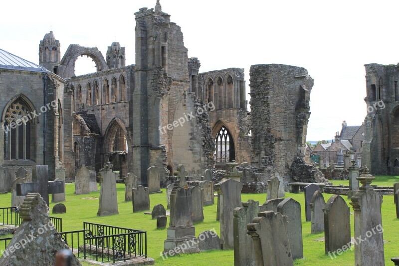 Elgin Cathedral Ruins Graveyard Scotland