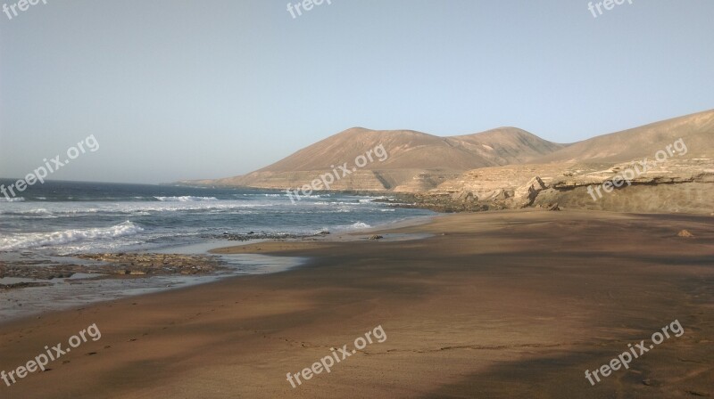 Fuerteventura Canary Islands Beach An Uninhabited Mountains