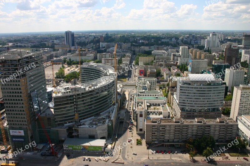 Warsaw Poland Aerial Buildings The Streets