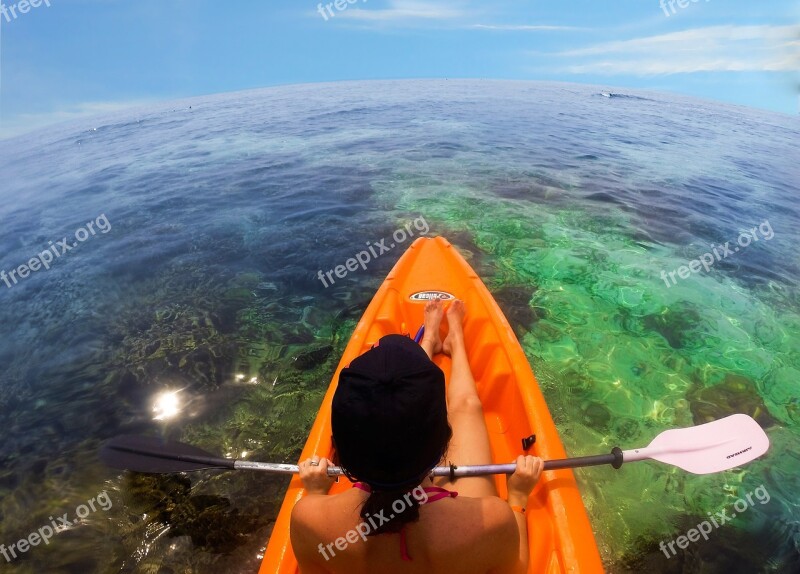 Beach Kayak Reef Honduras Sea