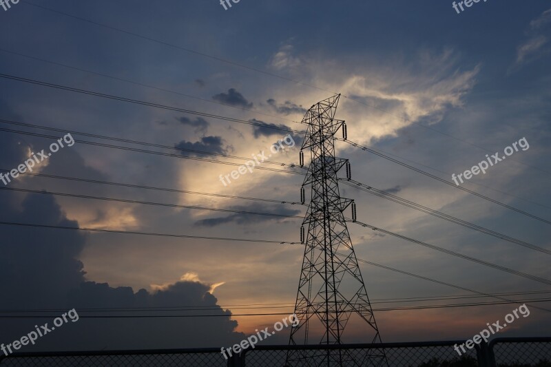 Electricity Post Evening Electricity Free Photos