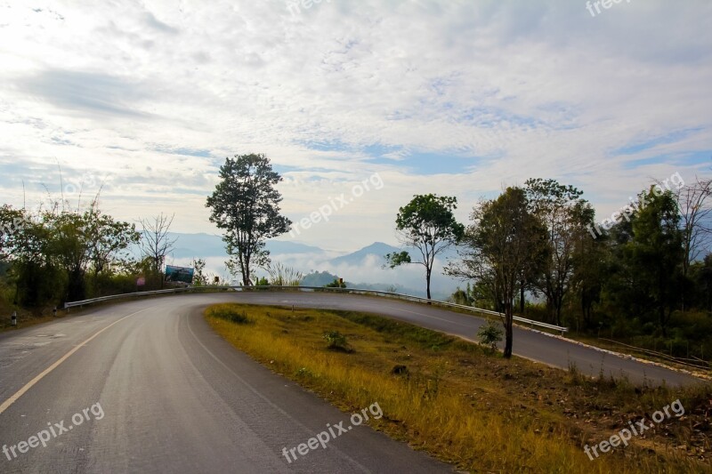 Mountain Road Nature Sky Highway