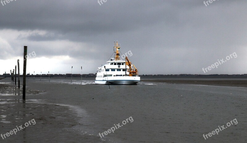 Ferry Ship North Sea Island Baltrum